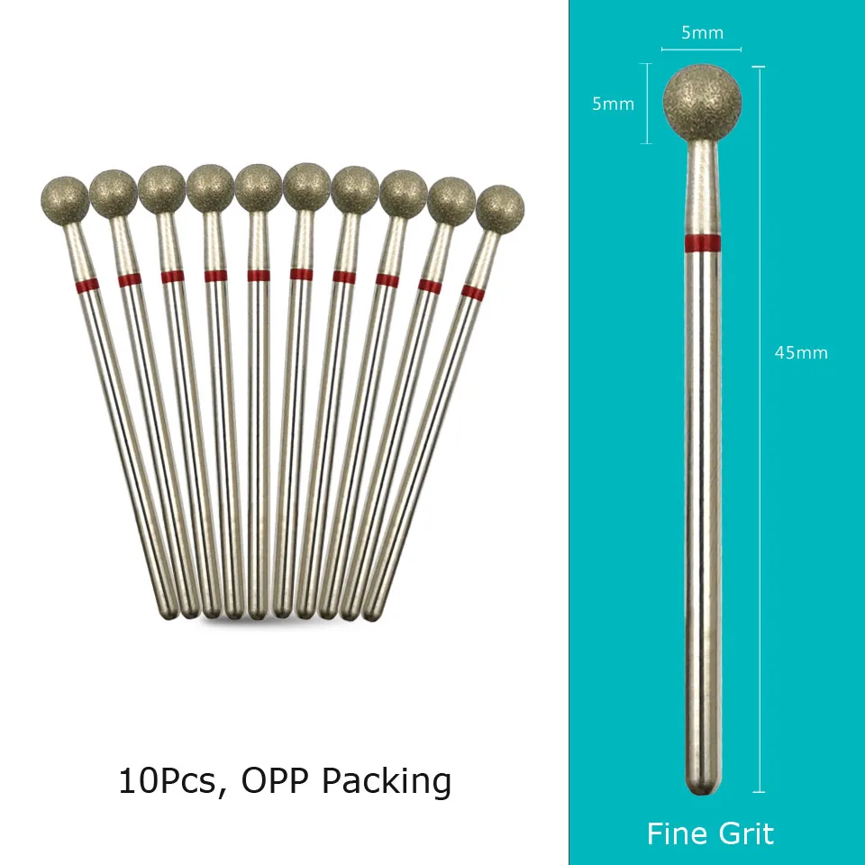 HYTOOS Fine Grit Diamond Nail Drill Bits 10pcs/Set Russian Cuticle Burr Manicure Drills Nails Accessories Tool
