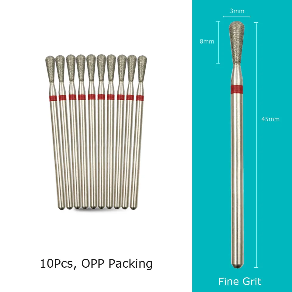 HYTOOS Fine Grit Diamond Nail Drill Bits 10pcs/Set Russian Cuticle Burr Manicure Drills Nails Accessories Tool