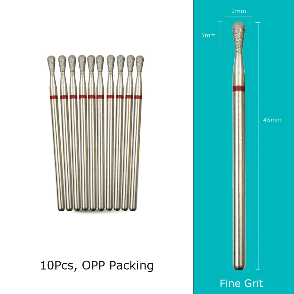 HYTOOS Fine Grit Diamond Nail Drill Bits 10pcs/Set Russian Cuticle Burr Manicure Drills Nails Accessories Tool