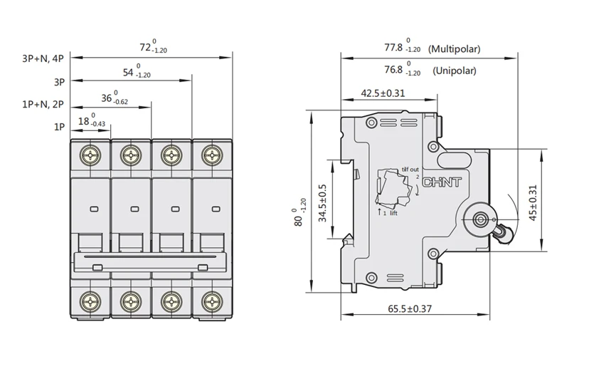 CHNT CHINT NXB-63 2P AC 230/400V Miniature Circuit Breaker C 6 10 16 20 25 32 40 63A Overload Protector DZ47 C Style Air Switch