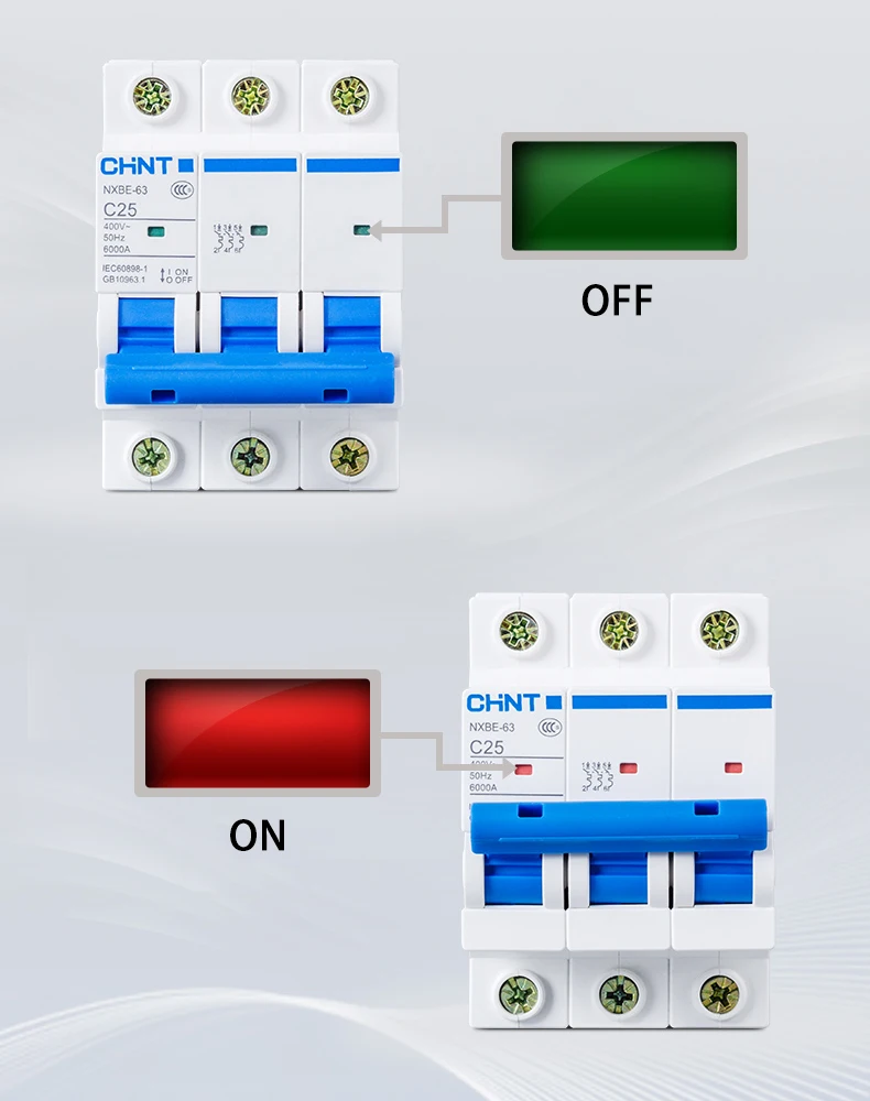 CHNT CHINT NXB-63 2P AC 230/400V Miniature Circuit Breaker C 6 10 16 20 25 32 40 63A Overload Protector DZ47 C Style Air Switch
