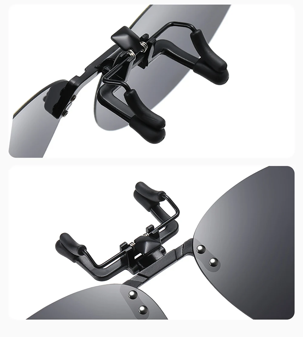VIVIBEE Big Size Flip Up Clip on Sunglasses Polarized Gradient Grey Lens Oversized Driving UV400  Fishing Accessory