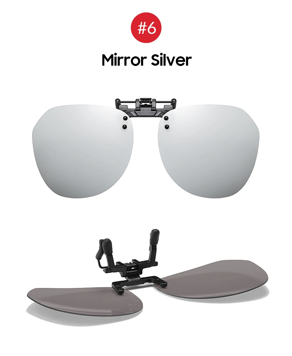 VIVIBEE Big Size Flip Up Clip on Sunglasses Polarized Gradient Grey Lens Oversized Driving UV400  Fishing Accessory
