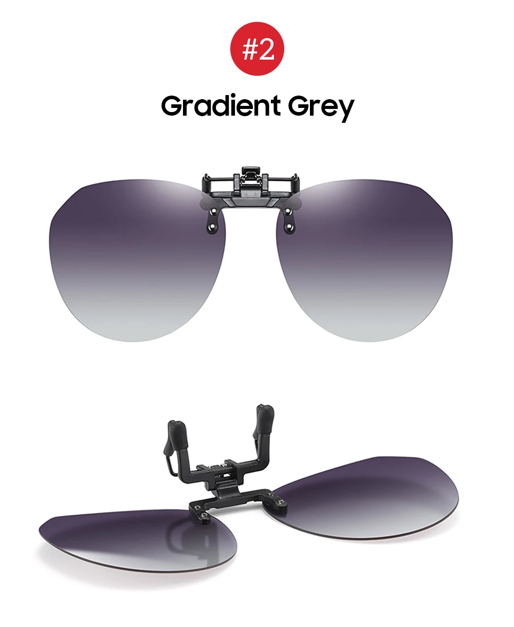 VIVIBEE Big Size Flip Up Clip on Sunglasses Polarized Gradient Grey Lens Oversized Driving UV400  Fishing Accessory