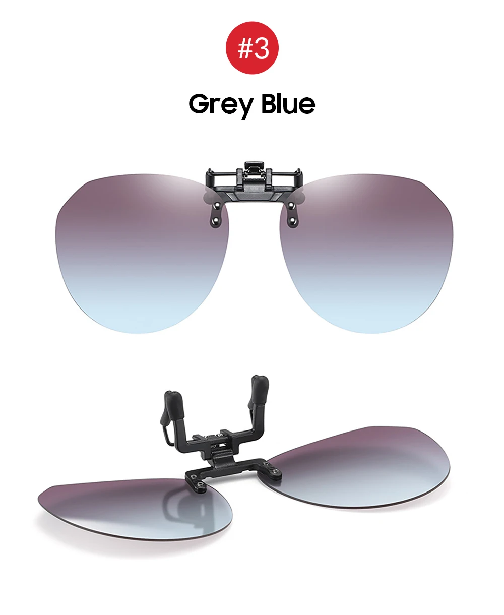 VIVIBEE Big Size Flip Up Clip on Sunglasses Polarized Gradient Grey Lens Oversized Driving UV400  Fishing Accessory