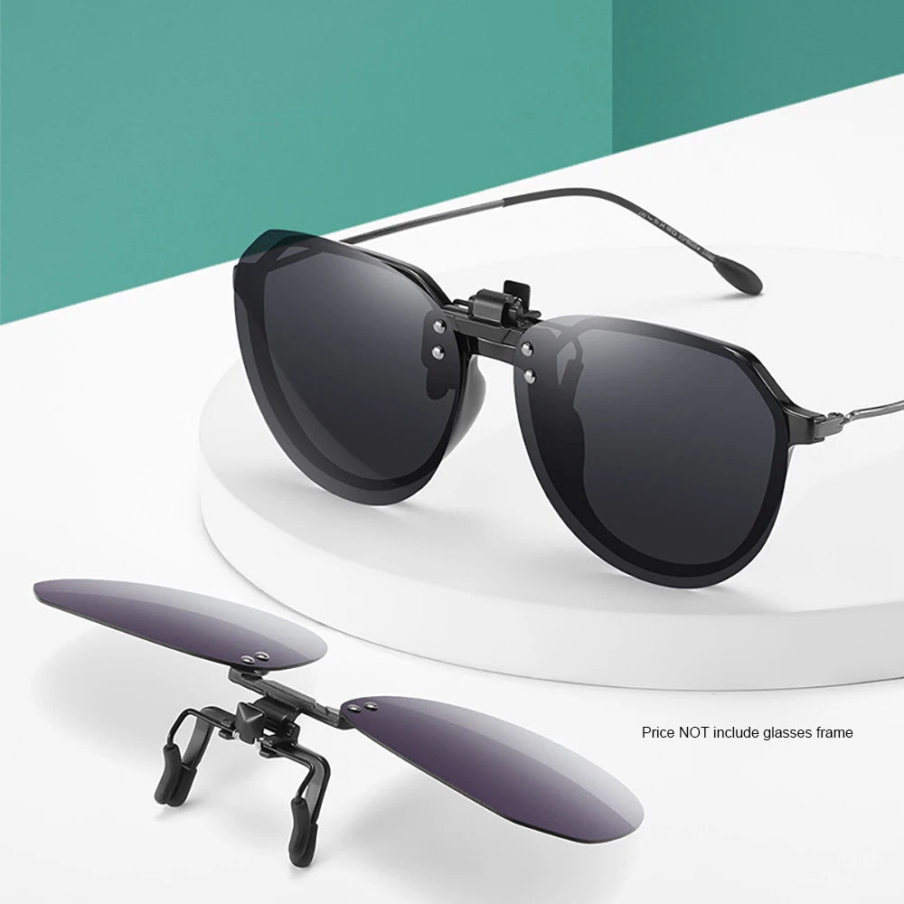 VIVIBEE Big Size Flip Up Clip on Sunglasses Polarized Gradient Grey Lens Oversized Driving UV400  Fishing Accessory