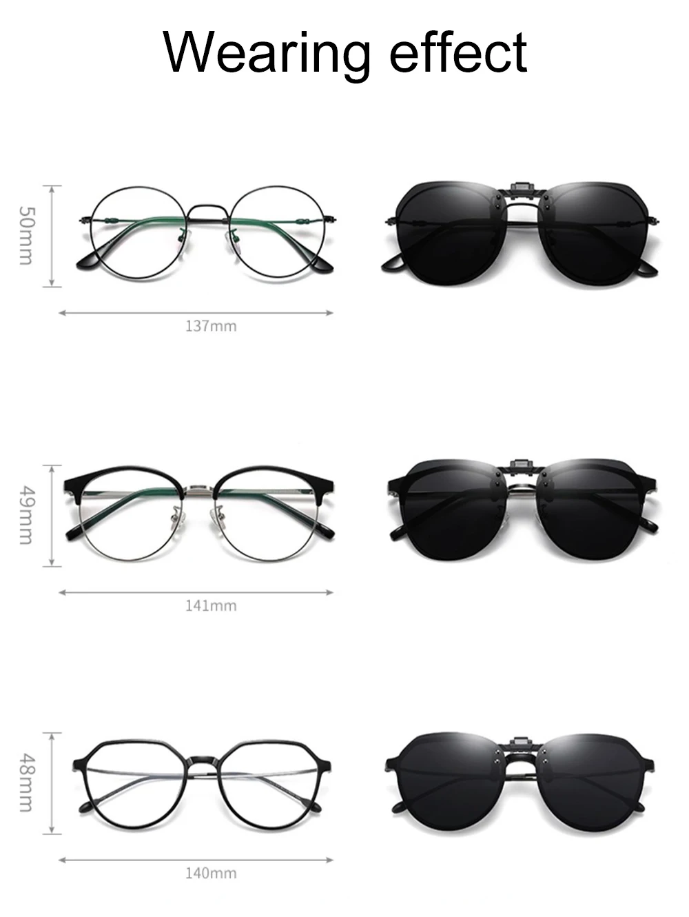 VIVIBEE Big Size Flip Up Clip on Sunglasses Polarized Gradient Grey Lens Oversized Driving UV400  Fishing Accessory