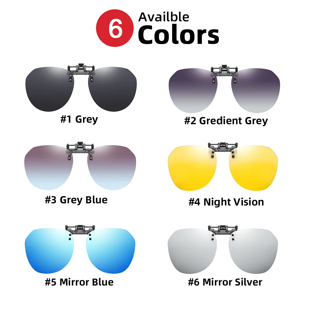 VIVIBEE Big Size Flip Up Clip on Sunglasses Polarized Gradient Grey Lens Oversized Driving UV400  Fishing Accessory