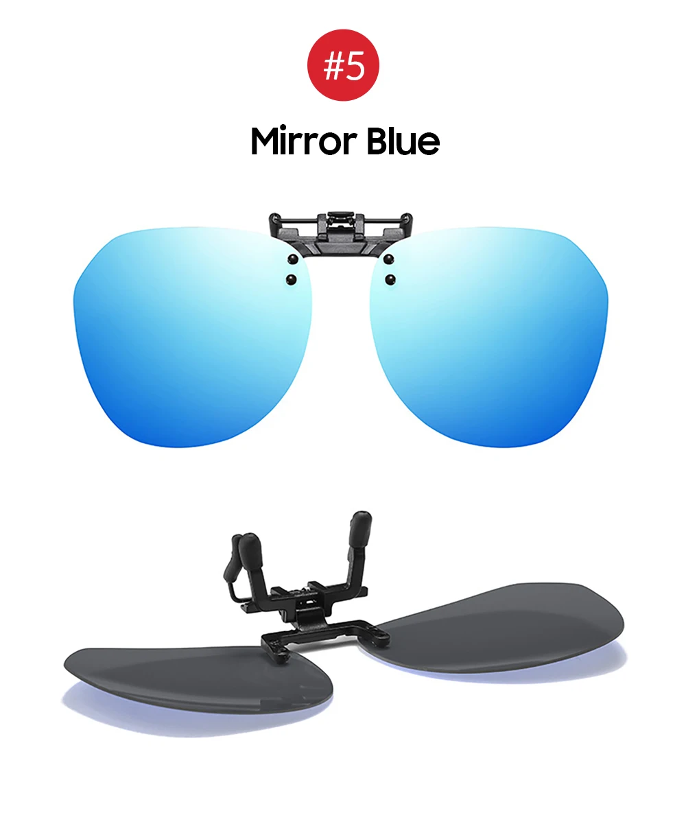VIVIBEE Big Size Flip Up Clip on Sunglasses Polarized Gradient Grey Lens Oversized Driving UV400  Fishing Accessory