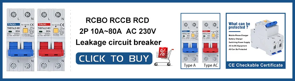 Residual Current Circuit Breaker RCBO Type A 30mA MCB 1P+N 10A 16A 20A 32A 40A 63A Earth Leakage Overload Protection TAIXI