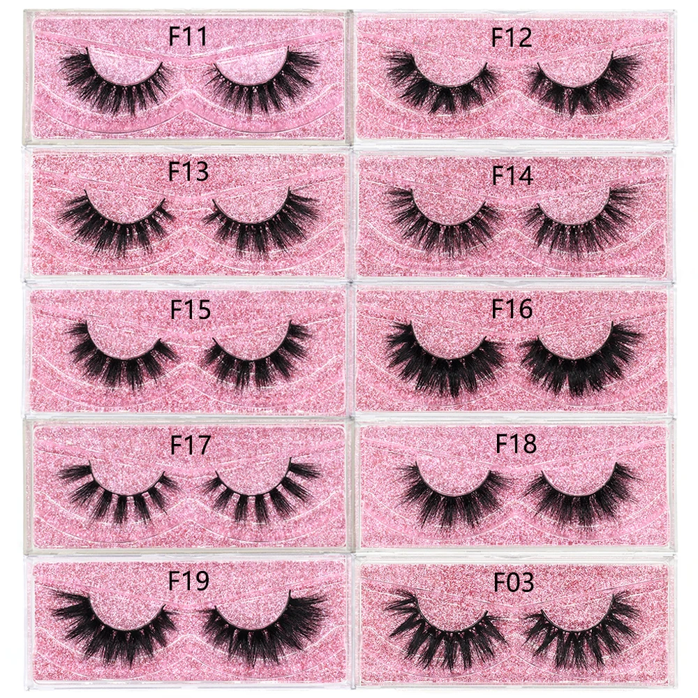 FOXESJI Mink Eye Lashes Fluffy Dramatic Wispy Cross False Eyelashes Strip Lashes Extension Natural Soft 3D Mink Eyelashes Makeup