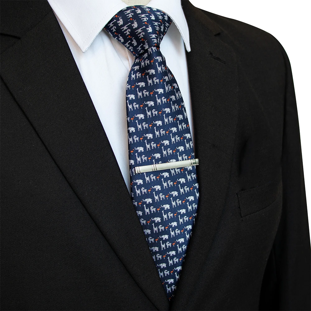 JEMYGINS New Design Animal Tie For Men Silk Woven Necktie 8cm Cartoon Dinosaur Fox Jacquard Fashion Party Wedding Gravata Gift