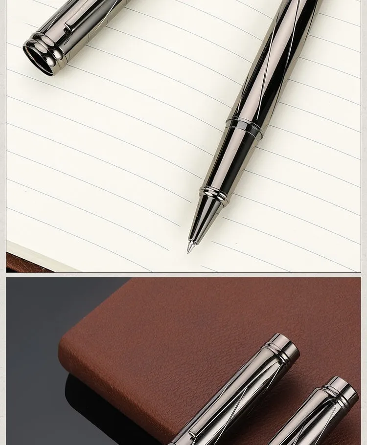 1 PC High Quality Luxury Full Metal Ballpoint Pen Silver Plating Ball Pens Business Writing Signing School Office Supplies 03733