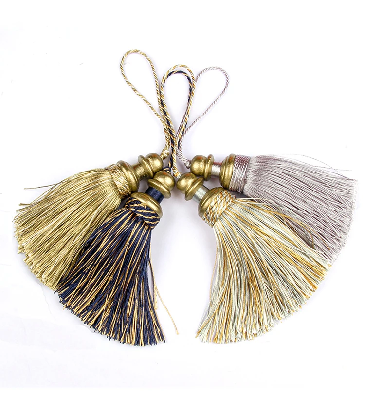 1Pc Golden Tassels Crafts Trim Hanging Rope Silk Fringe Curtain Decor Home Accessories Living Room Jewelry DIY Decorative