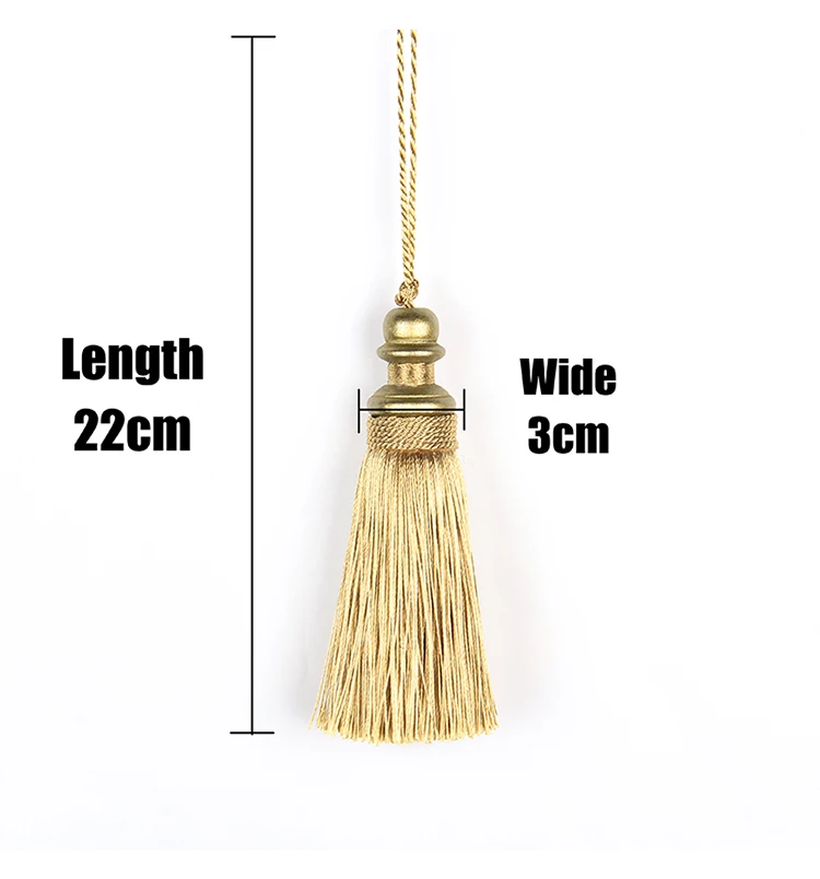 1Pc Golden Tassels Crafts Trim Hanging Rope Silk Fringe Curtain Decor Home Accessories Living Room Jewelry DIY Decorative