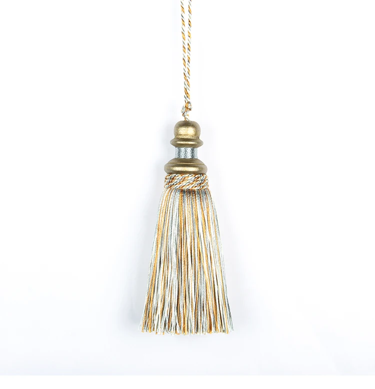 1Pc Golden Tassels Crafts Trim Hanging Rope Silk Fringe Curtain Decor Home Accessories Living Room Jewelry DIY Decorative
