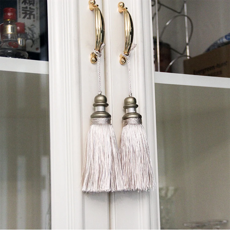 1Pc Golden Tassels Crafts Trim Hanging Rope Silk Fringe Curtain Decor Home Accessories Living Room Jewelry DIY Decorative