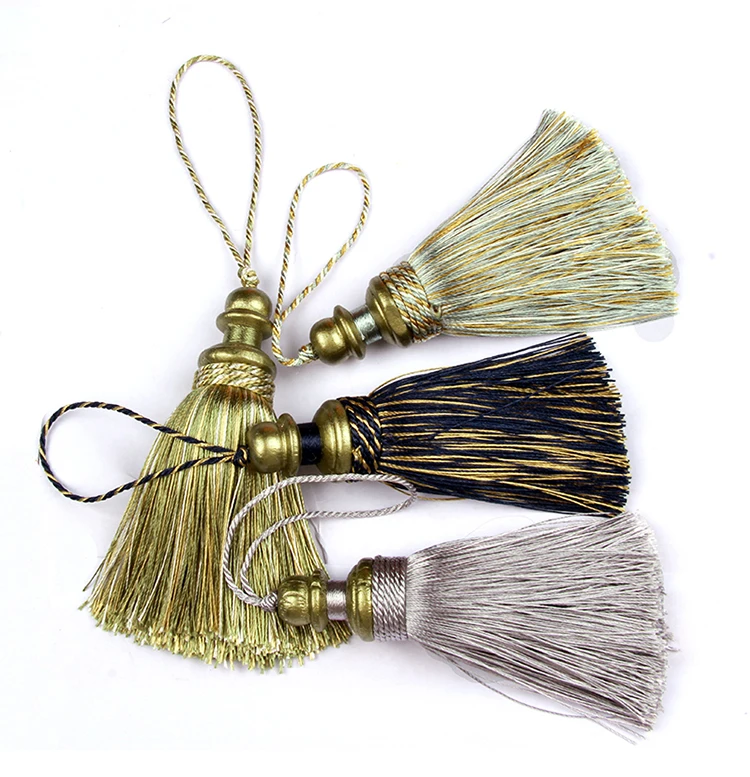 1Pc Golden Tassels Crafts Trim Hanging Rope Silk Fringe Curtain Decor Home Accessories Living Room Jewelry DIY Decorative