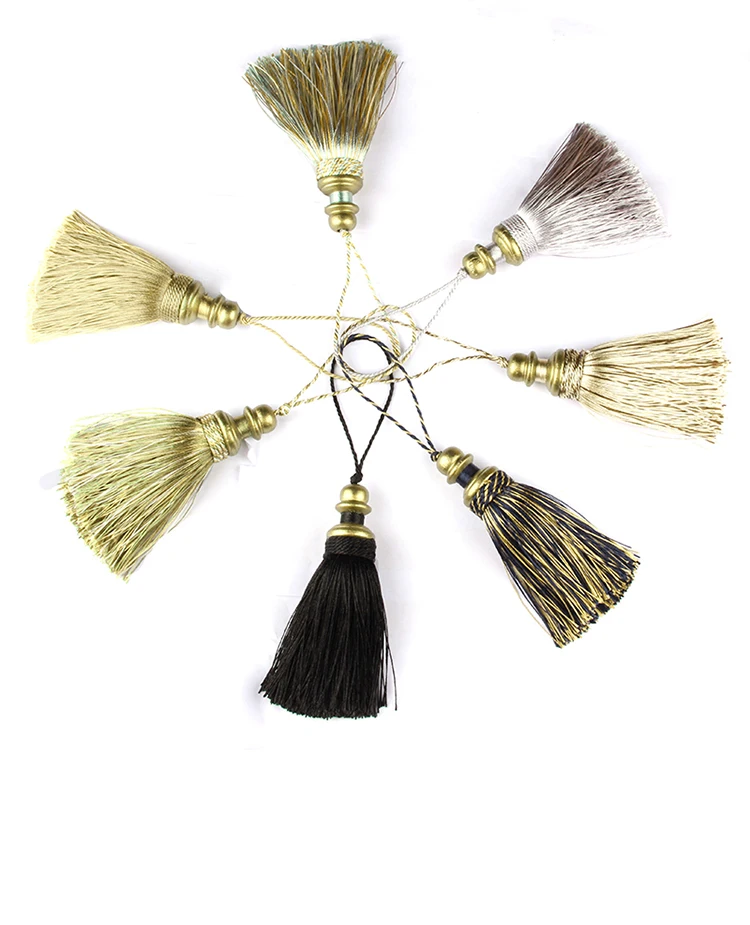1Pc Golden Tassels Crafts Trim Hanging Rope Silk Fringe Curtain Decor Home Accessories Living Room Jewelry DIY Decorative