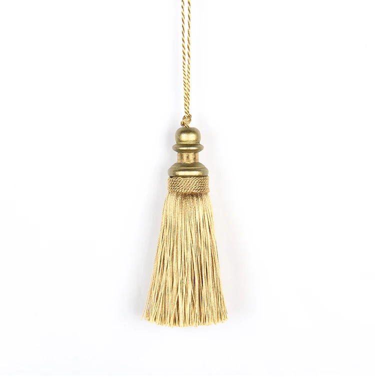 1Pc Golden Tassels Crafts Trim Hanging Rope Silk Fringe Curtain Decor Home Accessories Living Room Jewelry DIY Decorative