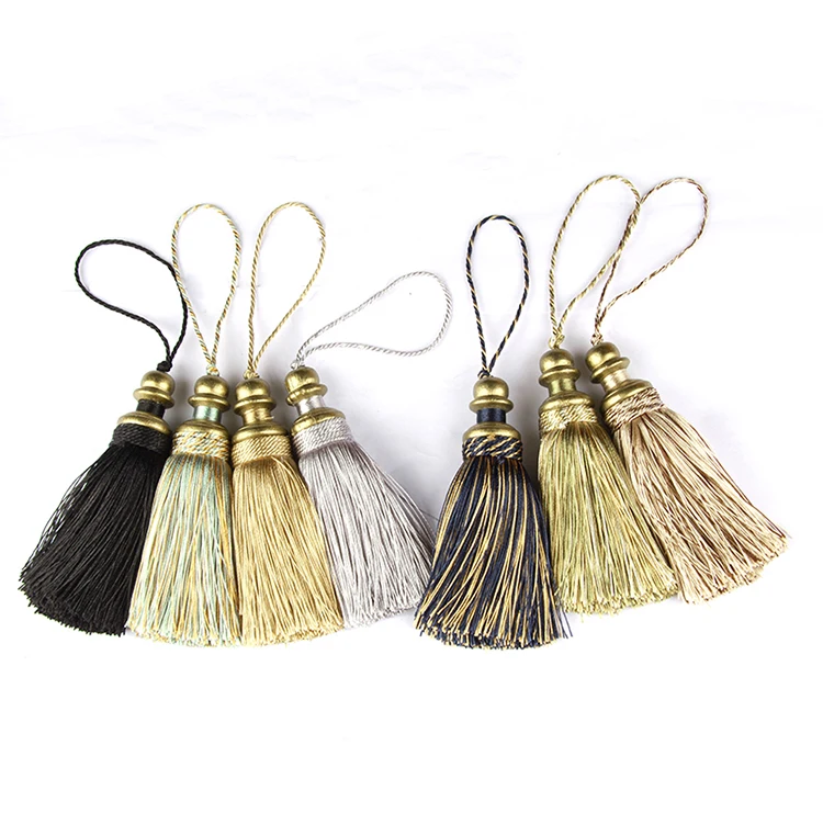 1Pc Golden Tassels Crafts Trim Hanging Rope Silk Fringe Curtain Decor Home Accessories Living Room Jewelry DIY Decorative