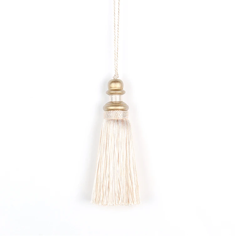 1Pc Golden Tassels Crafts Trim Hanging Rope Silk Fringe Curtain Decor Home Accessories Living Room Jewelry DIY Decorative