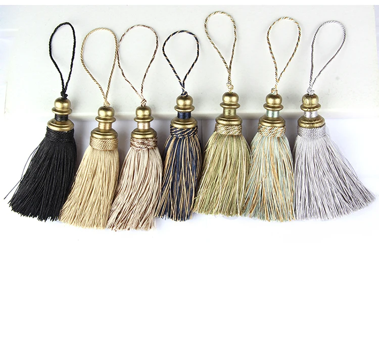 1Pc Golden Tassels Crafts Trim Hanging Rope Silk Fringe Curtain Decor Home Accessories Living Room Jewelry DIY Decorative