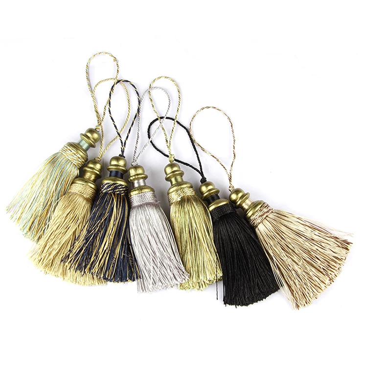 1Pc Golden Tassels Crafts Trim Hanging Rope Silk Fringe Curtain Decor Home Accessories Living Room Jewelry DIY Decorative