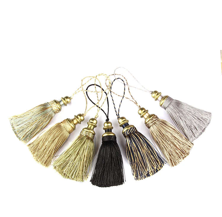 1Pc Golden Tassels Crafts Trim Hanging Rope Silk Fringe Curtain Decor Home Accessories Living Room Jewelry DIY Decorative