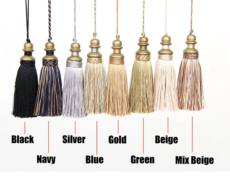 1Pc Golden Tassels Crafts Trim Hanging Rope Silk Fringe Curtain Decor Home Accessories Living Room Jewelry DIY Decorative