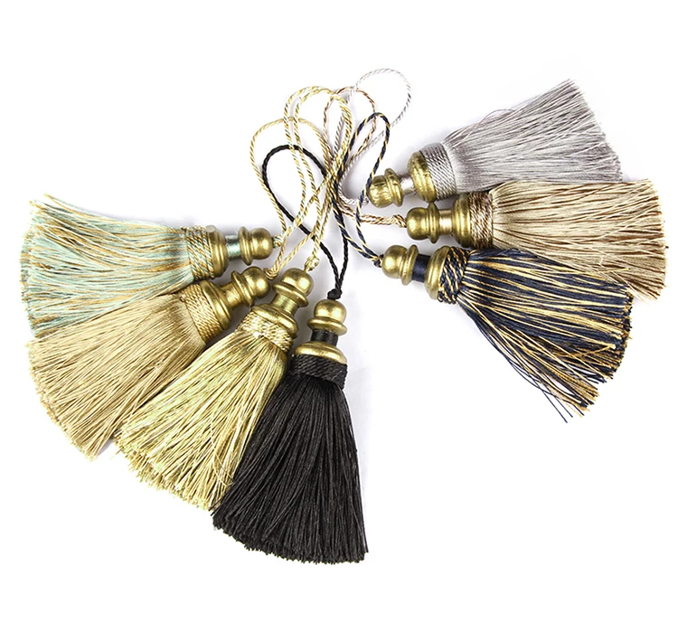 1Pc Golden Tassels Crafts Trim Hanging Rope Silk Fringe Curtain Decor Home Accessories Living Room Jewelry DIY Decorative