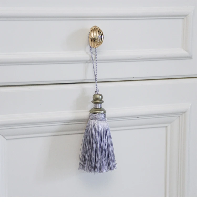 1Pc Golden Tassels Crafts Trim Hanging Rope Silk Fringe Curtain Decor Home Accessories Living Room Jewelry DIY Decorative