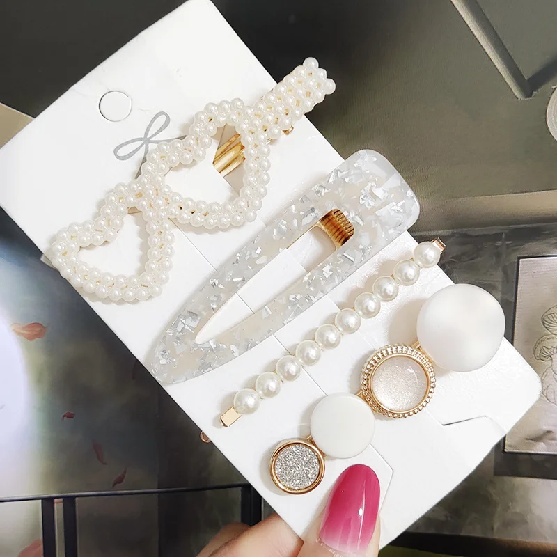 3/4pcs Set Pearl Hair Clip For Women Korean Hairpins Geometric Crystal Hair Barrettes Girl Hairgrip Hair Accessories