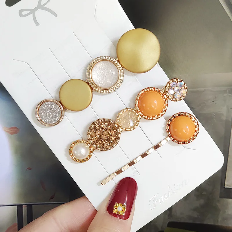 3/4pcs Set Pearl Hair Clip For Women Korean Hairpins Geometric Crystal Hair Barrettes Girl Hairgrip Hair Accessories