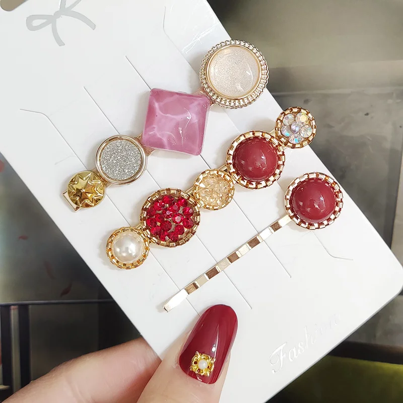 3/4pcs Set Pearl Hair Clip For Women Korean Hairpins Geometric Crystal Hair Barrettes Girl Hairgrip Hair Accessories