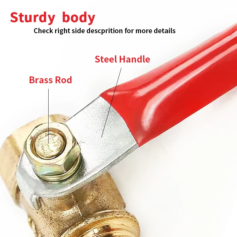 Red Handle Small Valve 6mm 8mm 10mm 12mm 14mm Hose Barb Inline Brass Water Oil Air Gas Fuel Line Ball Valve Pipe Fittings