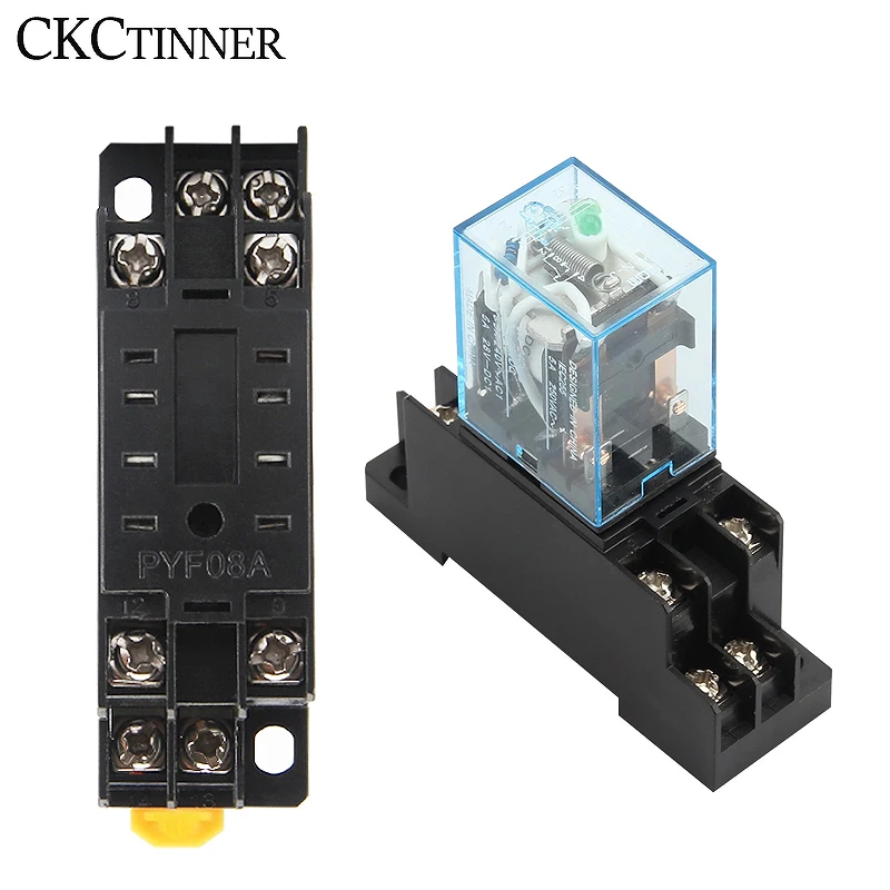 MY2NJ HH52P DPDT Miniature Coil Electromagnetic intermediate Relay  AC12V 24V DC24V AC110V 220V 8 Pin Relay with Socket Base
