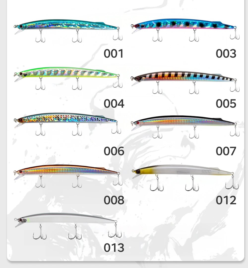D1 Sea Fishing Minnow Lure 190mm 36g Trolling Sinking Depth 0.6-0.9m Long Jerkbait Saltwater Wobblers For Seabass Tuna Pike