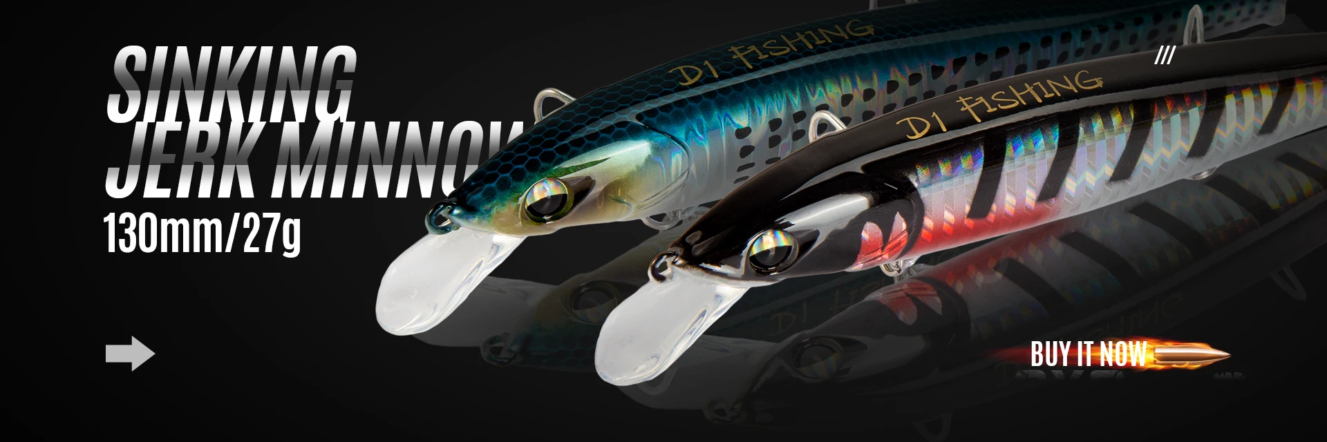 D1 Sea Fishing Minnow Lure 190mm 36g Trolling Sinking Depth 0.6-0.9m Long Jerkbait Saltwater Wobblers For Seabass Tuna Pike