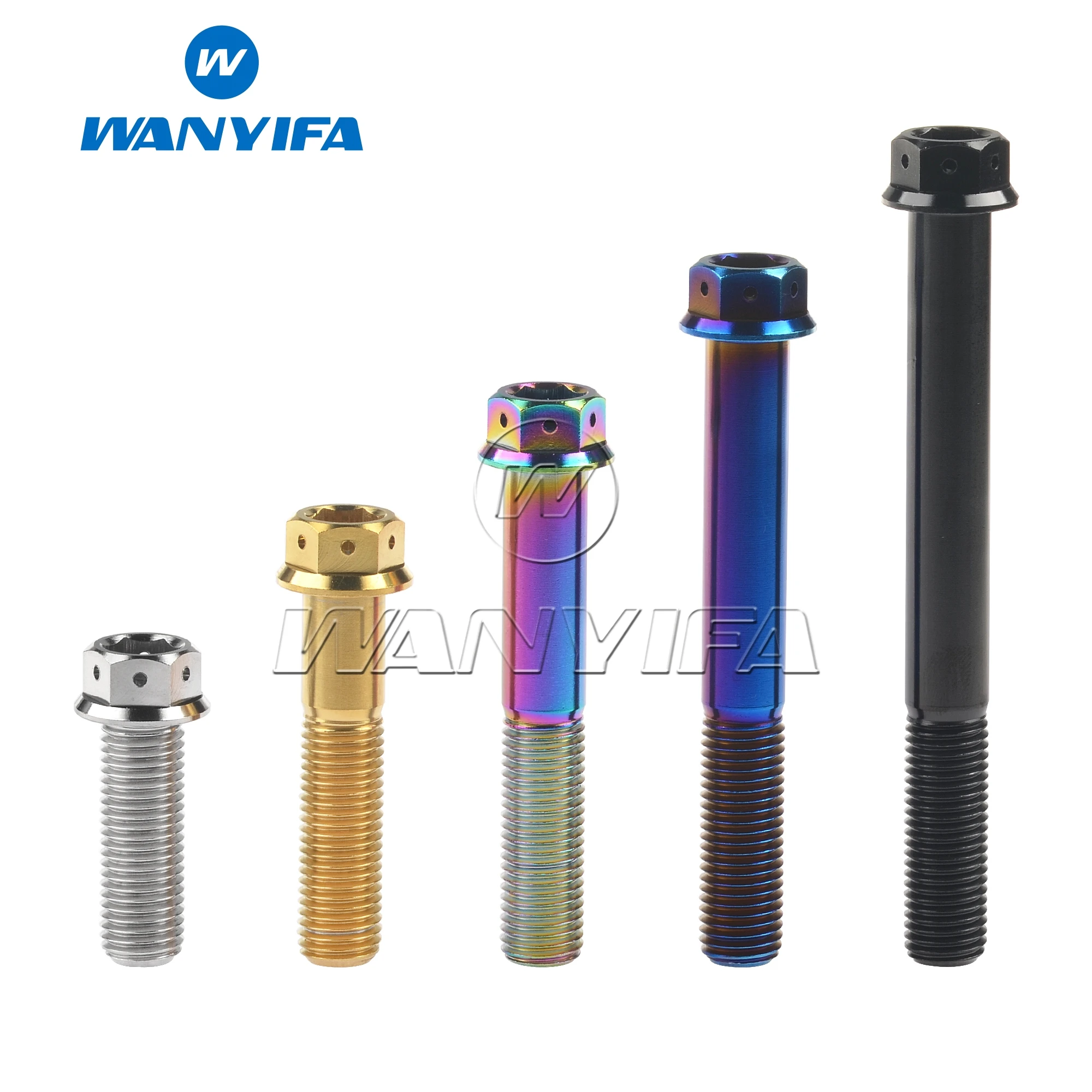 Wanyifa Titanium Bolt M6 M8x10 15 20 25 30 35 40 45 50 55 60 75mm Flange Inner Hexagon Head Screws for Motorcycle Brake Calipers