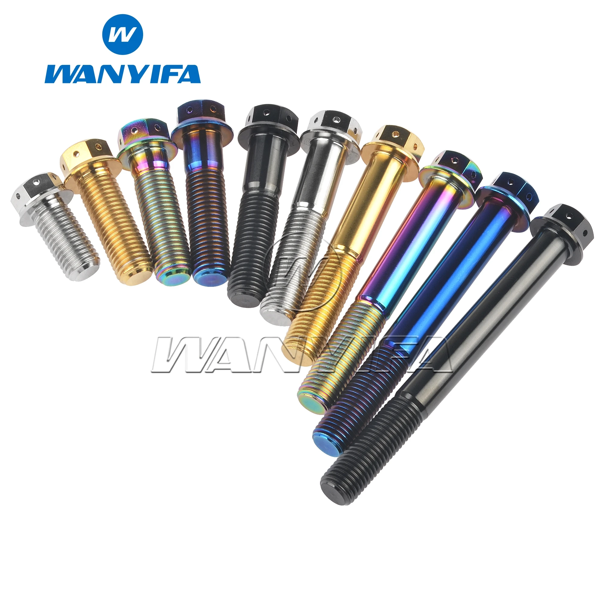 Wanyifa Titanium Bolt M6 M8x10 15 20 25 30 35 40 45 50 55 60 75mm Flange Inner Hexagon Head Screws for Motorcycle Brake Calipers
