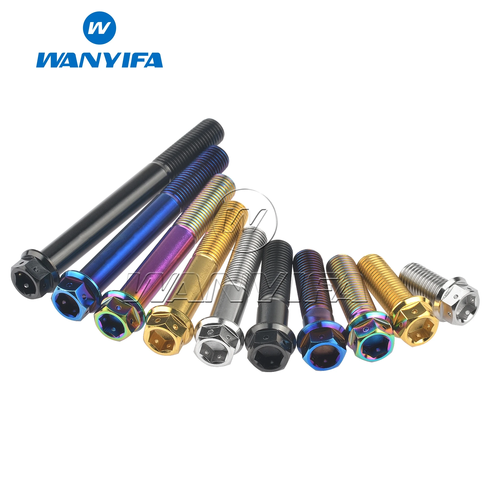 Wanyifa Titanium Bolt M6 M8x10 15 20 25 30 35 40 45 50 55 60 75mm Flange Inner Hexagon Head Screws for Motorcycle Brake Calipers