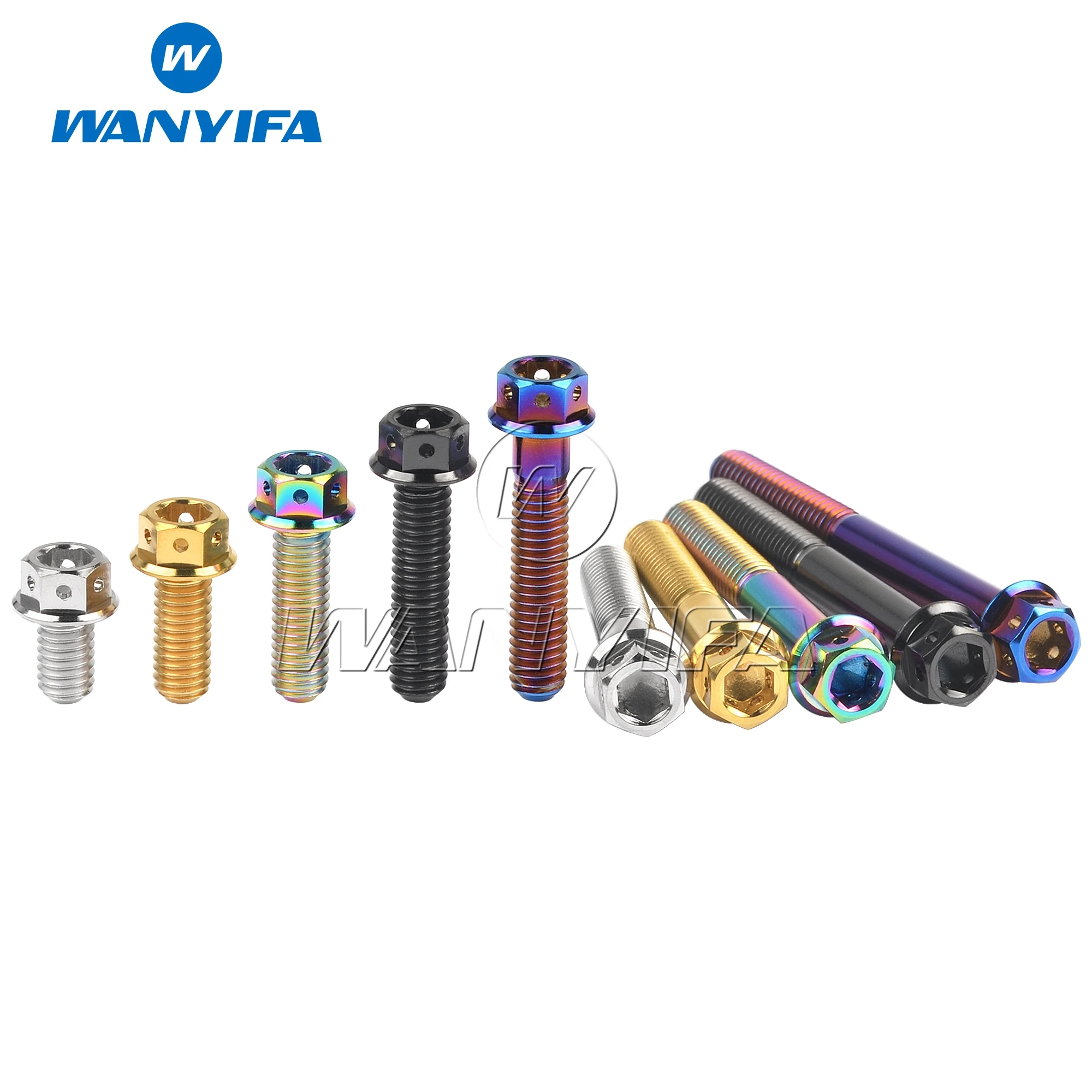 Wanyifa Titanium Bolt M6 M8x10 15 20 25 30 35 40 45 50 55 60 75mm Flange Inner Hexagon Head Screws for Motorcycle Brake Calipers