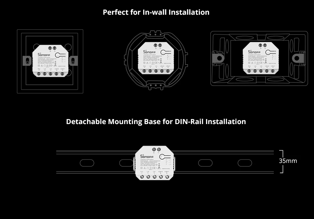 SONOFF DUALR3 / DUALR3 Lite 2 Gang Dual Relay Module DIY Wi-Fi MINI Smart Switch Power Metering Control via eWeLink Alexa Google
