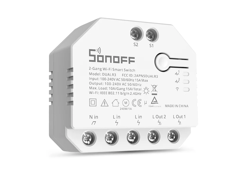 SONOFF DUALR3 / DUALR3 Lite 2 Gang Dual Relay Module DIY Wi-Fi MINI Smart Switch Power Metering Control via eWeLink Alexa Google