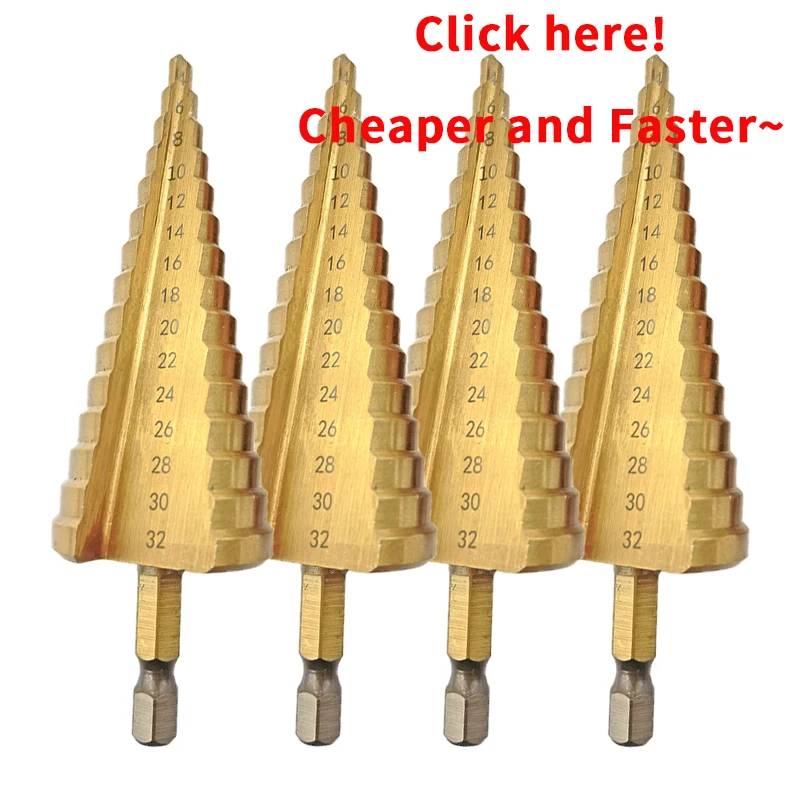 4 -32mm HSS titanium coated metal hex core drill bits High Speed Steel step drill bit set cone hole Wood cutter Taper metric