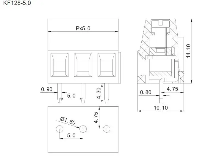 10PCS KF128-2P KF128-3P 3.81 5.0 7.5MM PCB Screw Terminal Block Splice Terminal KF120-2.54 DG308 MG128 Stlxy