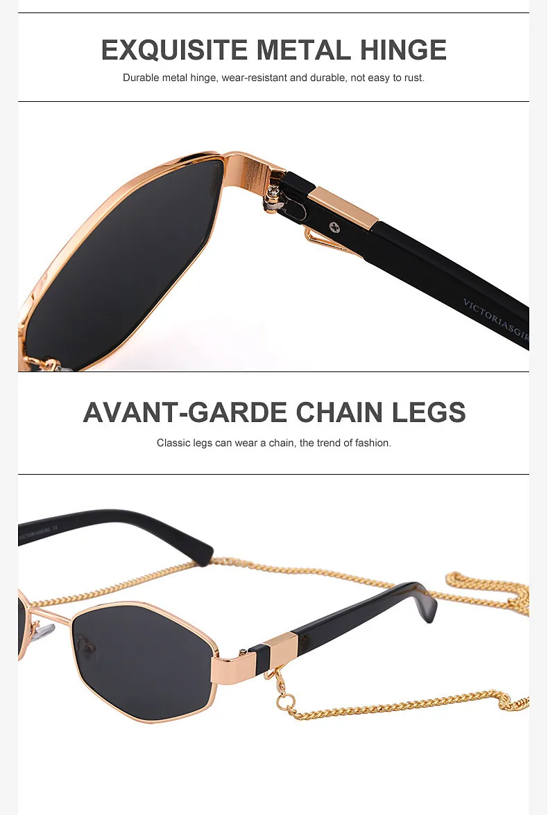 Retro Small Frame Hexagon Sunglasses Women With Chain 2026 Luxury Brand Steampunk Unique Polygon Sun Glasses For Ladies Eyewear