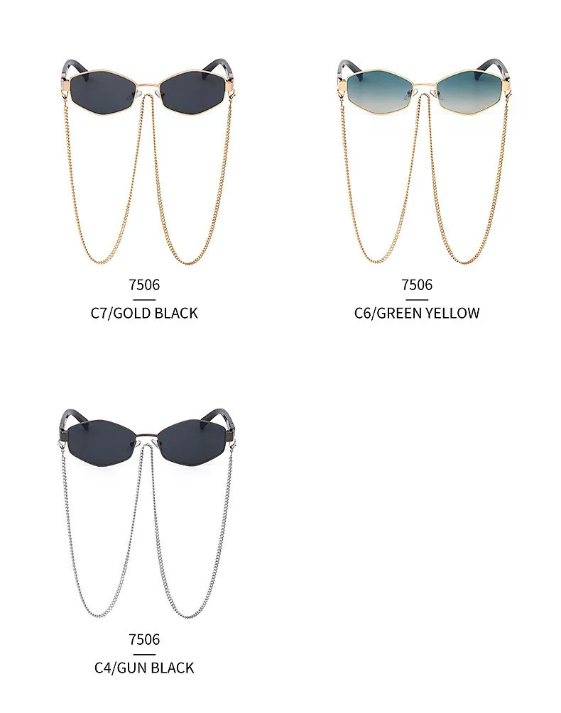 Retro Small Frame Hexagon Sunglasses Women With Chain 2026 Luxury Brand Steampunk Unique Polygon Sun Glasses For Ladies Eyewear
