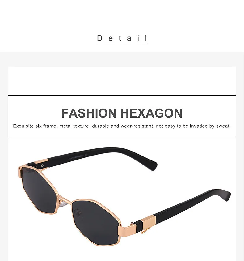 Retro Small Frame Hexagon Sunglasses Women With Chain 2026 Luxury Brand Steampunk Unique Polygon Sun Glasses For Ladies Eyewear